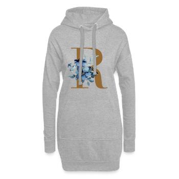 R floral – Lettre dorée avec des fleurs - Sweat-shirt à capuche long Femme - gris chiné - Devant