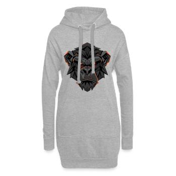 Neon Gorilla Lowpoly Gesicht - Hoodie-Kleid - Grau meliert - Vorne
