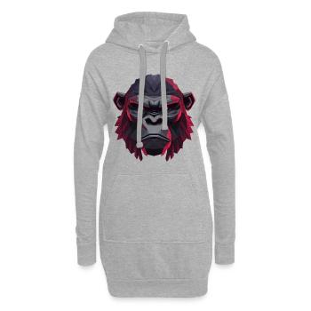 Geometrischer Gorillakopf - Hoodie-Kleid - Grau meliert - Vorne