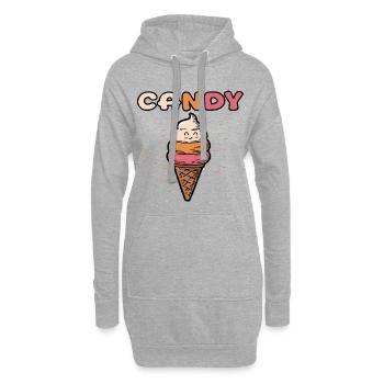 Crème glacée - bonbons - Sweat-shirt à capuche long Femme - gris chiné - Devant