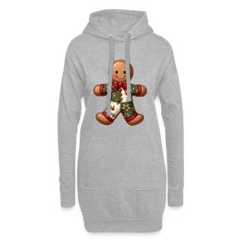 Gingerbread Weihnachtsmotiv Patchwork - Hoodie-Kleid - Grau meliert - Vorne