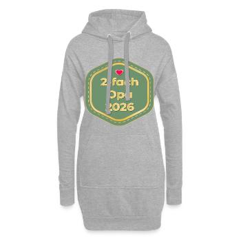 Double Grand-père 2026 - Annoncer le bébé - Sweat-shirt à capuche long Femme - gris chiné - Devant