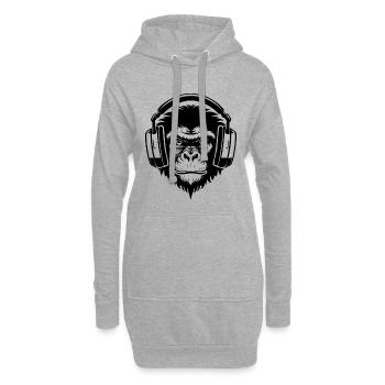 Urban Monkey Head DJ Grooves Chemise streetwear - Sweat-shirt à capuche long Femme - gris chiné - Devant