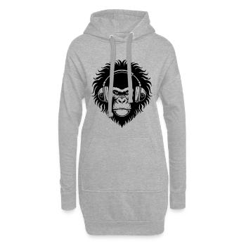 Groovy Monkey Head Techno Nightclub Party Chemise - Sweat-shirt à capuche long Femme - gris chiné - Devant