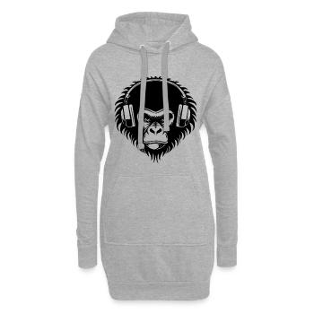Rebellisch Affenkopf DJ Grooves Underground Shirt - Hoodie-Kleid - Grau meliert - Vorne