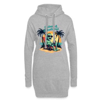 Undead and Unbothered Zombie Strand Spruch - Hoodie-Kleid - Grau meliert - Vorne