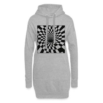 Spiralförmiger Checker Tunnel - Hoodie-Kleid - Grau meliert - Vorne