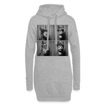 Lustig Pferd Pony Sonnenbrille Fotobox - Hoodie-Kleid - Grau meliert - Vorne