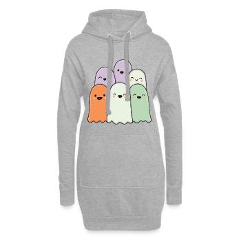 Kuschelige Geisterfreunde in Pastellfarben - Hoodie-Kleid - Grau meliert - Vorne
