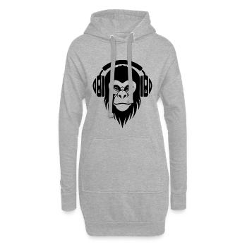 Monkey Head Streetwear DJ Grooves Chemise Urbaine - Sweat-shirt à capuche long Femme - gris chiné - Devant