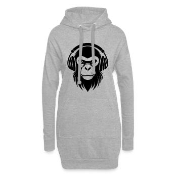 Gaming Affenkopf Crew Kopfhörer Fokussiert Shirt - Hoodie-Kleid - Grau meliert - Vorne