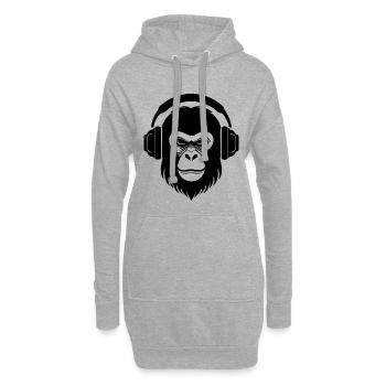 DJ Rebellious Monkey Head Underground Grooves Chemise - Sweat-shirt à capuche long Femme - gris chiné - Devant