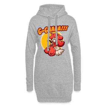 Verrückter schreiender Hahn G-Gaaaa - Hoodie-Kleid - Grau meliert - Vorne