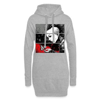 Punkrock Mädchen beobachtet Schmetterling - Hoodie-Kleid - Grau meliert - Vorne