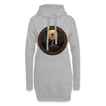 Baum des Lebens - Medaille - Hoodie-Kleid - Grau meliert - Vorne