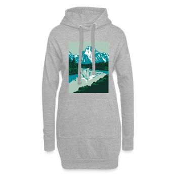 Paysage de Norvège avec Holhaus Rouge - Sweat-shirt à capuche long Femme - gris chiné - Devant