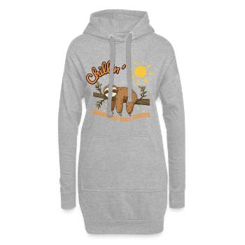 Faultier – Chillin’ - Hanging out since forever - Hoodie-Kleid - Grau meliert - Vorne
