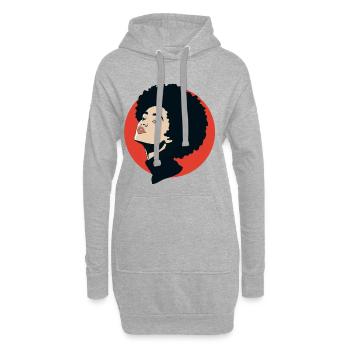 Afro African Queen Soul Sister Disco Jazz Portrait - Hoodie-Kleid - Grau meliert - Vorne