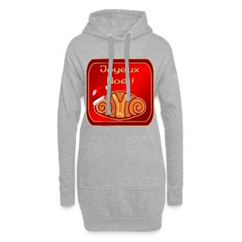 Joyeux Noël Croissants - Sweat-shirt à capuche long Femme - gris chiné - Devant