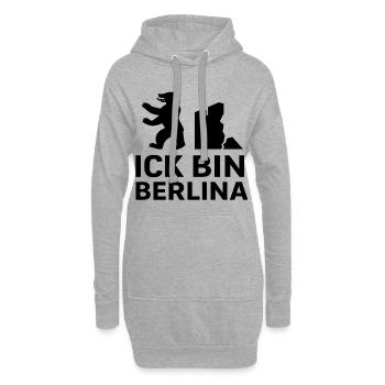 Ick bin Berlina | Berliner Bär & Mauer Spruch - Hoodie-Kleid - Grau meliert - Vorne