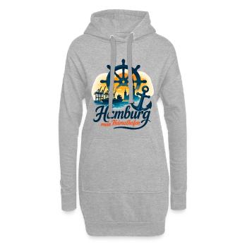 Hamburg Mein Heimathafen Stadt Silhouette Geschenk - Hoodie-Kleid - Grau meliert - Vorne