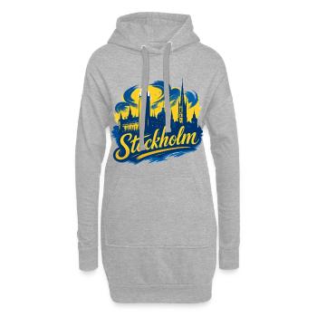 Stockholm Jaune Bleu Capitale Suède Cadeau - Sweat-shirt à capuche long Femme - gris chiné - Devant