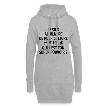 Super-Power-Kinderbetreuung - Hoodie-Kleid - Grau meliert - Vorne