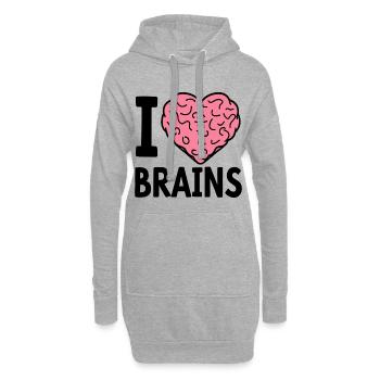 I Love Brains Zombie Spruch - Hoodie-Kleid - Grau meliert - Vorne
