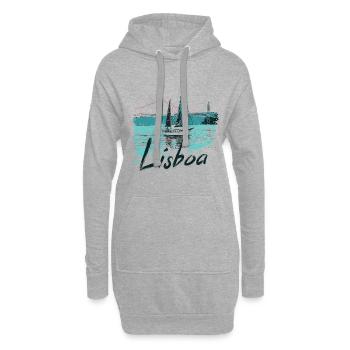 Lisbon Bridge 25 April view of the Tagus River black lettering - Hoodie Dress - heather grey - Front