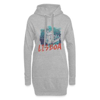 Belém und der Tejo-Turm in Lissabon, aus der Luft gesehen - Hoodie-Kleid - Grau meliert - Vorne
