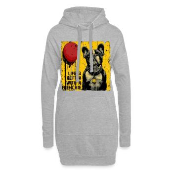 La vie est meilleure avec un Frenchie - Sweat-shirt à capuche long Femme - gris chiné - Devant