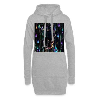 Portrait de pluie de néons avec gouttelettes - Sweat-shirt à capuche long Femme - gris chiné - Devant