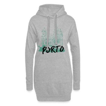 Porto historisches Zentrum Straßenbahn Illustration - Hoodie-Kleid - Grau meliert - Vorne