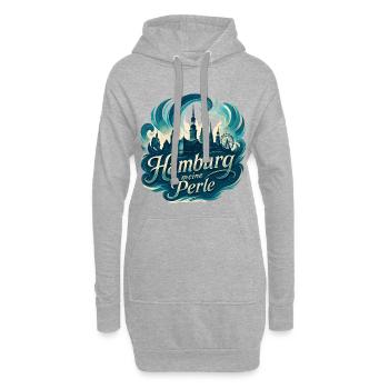 Hamburg Perle Stadt Silhouette Geschenk - Hoodie-Kleid - Grau meliert - Vorne