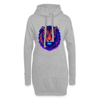 Neon Tiger Kunst Design – Wilder Blick - Hoodie-Kleid - Grau meliert - Vorne