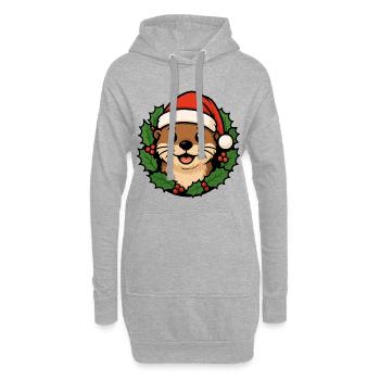 Weihnachts Otter – Lustiges XMAS Tier Cartoon - Hoodie-Kleid - Grau meliert - Vorne