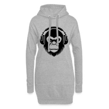 Techno Nightclub Party Groovy Monkey Head Chemise - Sweat-shirt à capuche long Femme - gris chiné - Devant