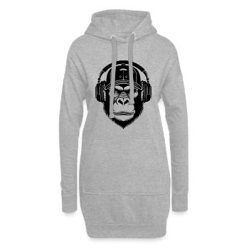 Affenkopf DJ Shirt – Plattenspieler Scratch Look - Hoodie-Kleid - Grau meliert - Vorne