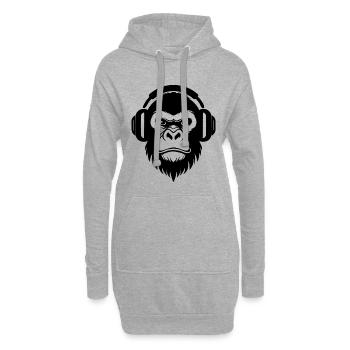 DJ Grooves Underground Rebellisch Affenkopf Shirt - Hoodie-Kleid - Grau meliert - Vorne