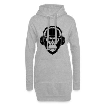 Gaming Kopfhörer Crew Fokussiert Affenkopf Shirt - Hoodie-Kleid - Grau meliert - Vorne