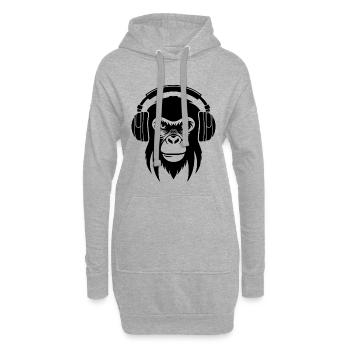 Casque sans fil Cafe Relaxed Monkey Shirt - Sweat-shirt à capuche long Femme - gris chiné - Devant