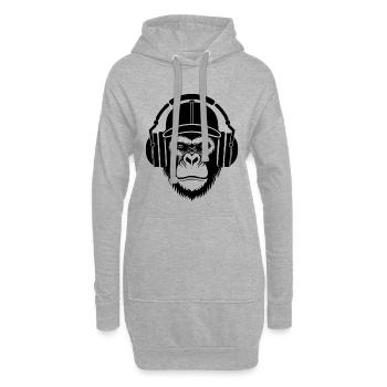 Linien Art Edition Minimal Affenkopf Shirt - Hoodie-Kleid - Grau meliert - Vorne