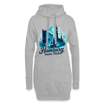 Hamburg Perle Stadt Silhouette Geschenk - Hoodie-Kleid - Grau meliert - Vorne