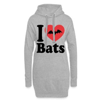 I Love Bats – Fledermaus-Liebhaber - Hoodie-Kleid - Grau meliert - Vorne