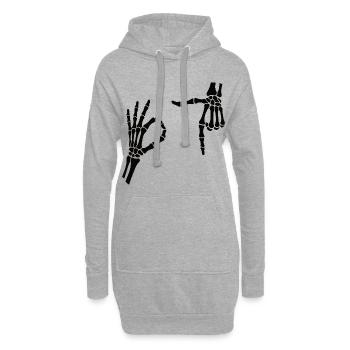 67 Sechs Sieben Meme Gen Alpha Skelett Halloween - Hoodie-Kleid - Grau meliert - Vorne