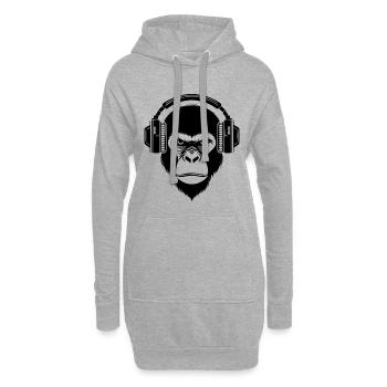 Heavy Bass Drop Affenkopf Design Shirt - Hoodie-Kleid - Grau meliert - Vorne