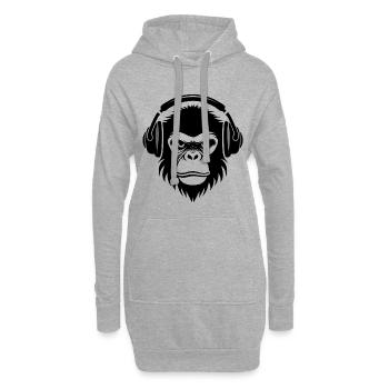 Crew Beatbox Rhythm Monkey Head Chemise - Sweat-shirt à capuche long Femme - gris chiné - Devant