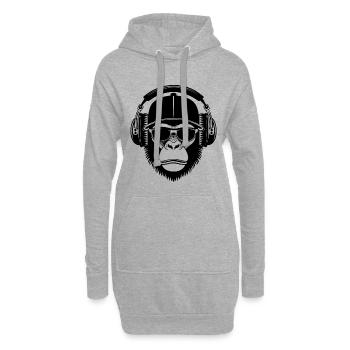 Groovy Nightclub Party Techno Monkey Head Chemise - Sweat-shirt à capuche long Femme - gris chiné - Devant