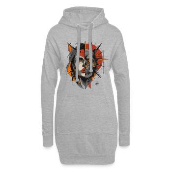 Dualité de l’humanité - Sweat-shirt à capuche long Femme - gris chiné - Devant