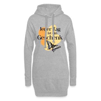 Jeder_Tag_ist_ein_Geschenk - Hoodie-Kleid - Grau meliert - Vorne